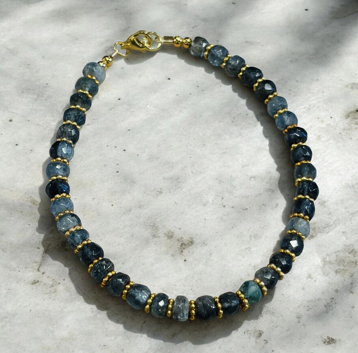 DT Bracelet Moss Aquamarine with Gold Vermeil