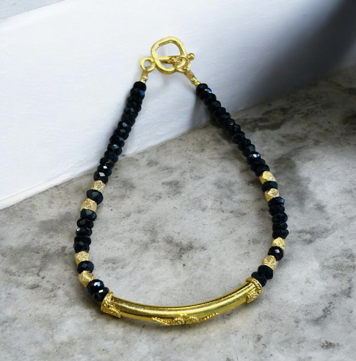 DT Bracelet Black Spinel and Gold Vermeil