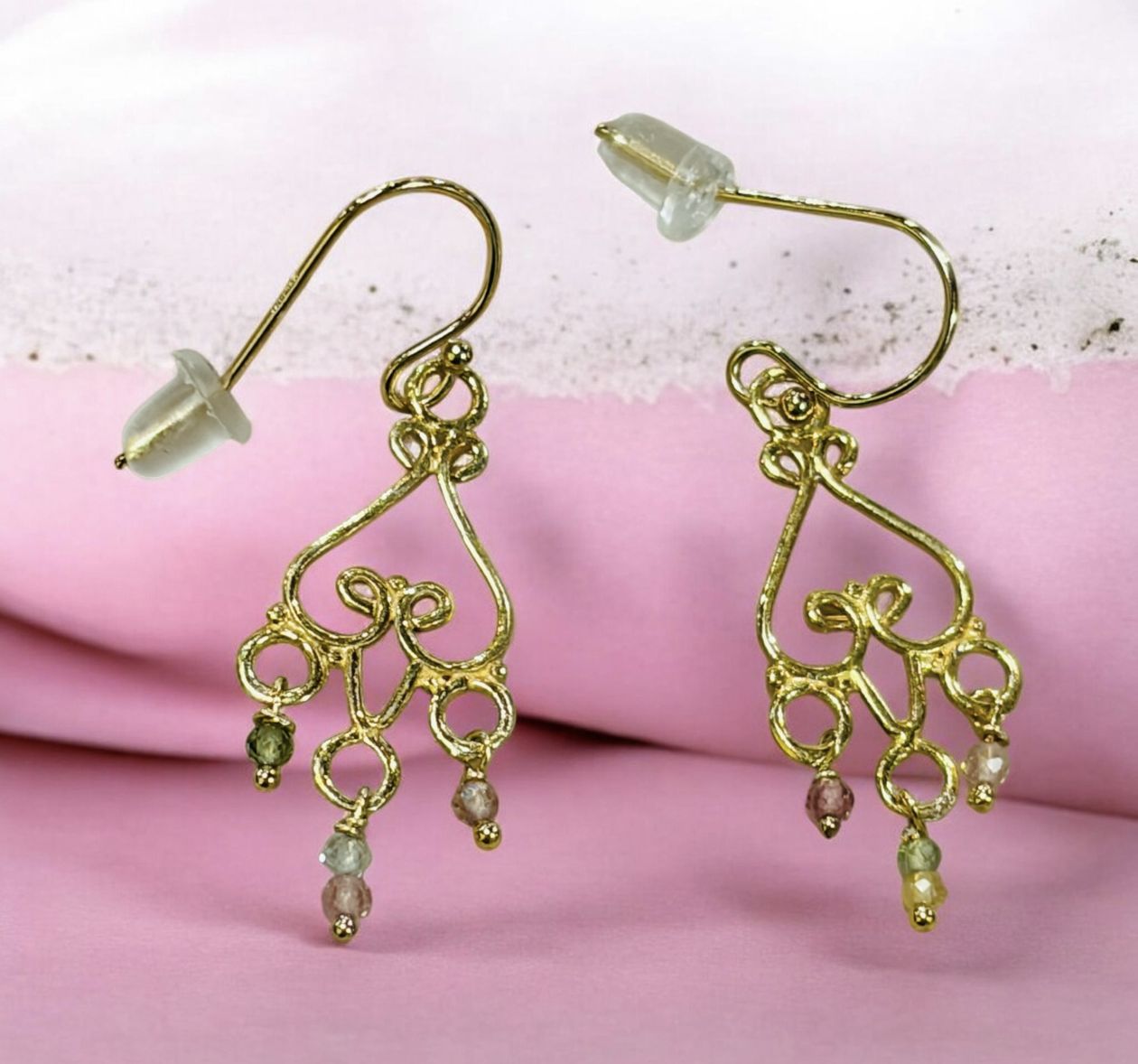 DT Earring Gold Vermeil and Watermelon Tourmaline