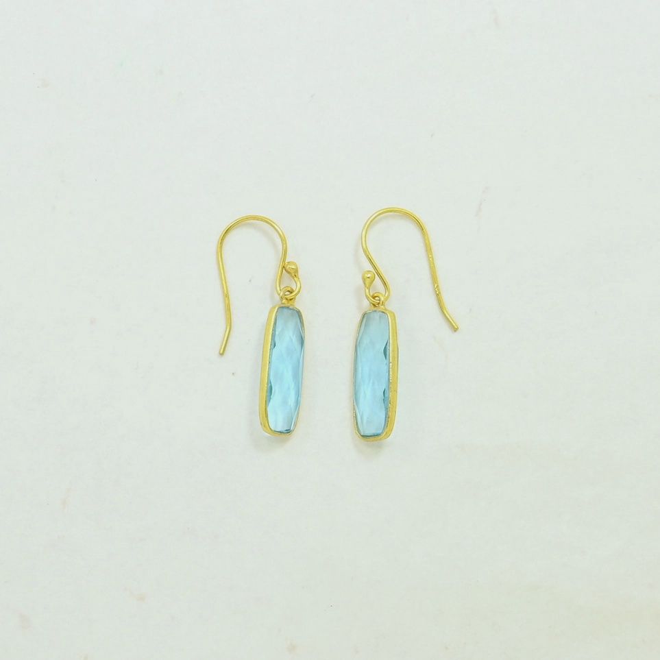 Schmu Polina Earrings Blue Topaz, Gold Plated