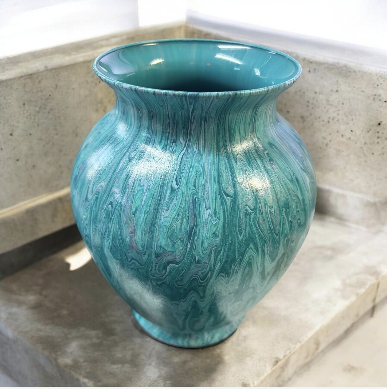 Stevenson 7 Inch Fat Blue, Green and Purple Vase