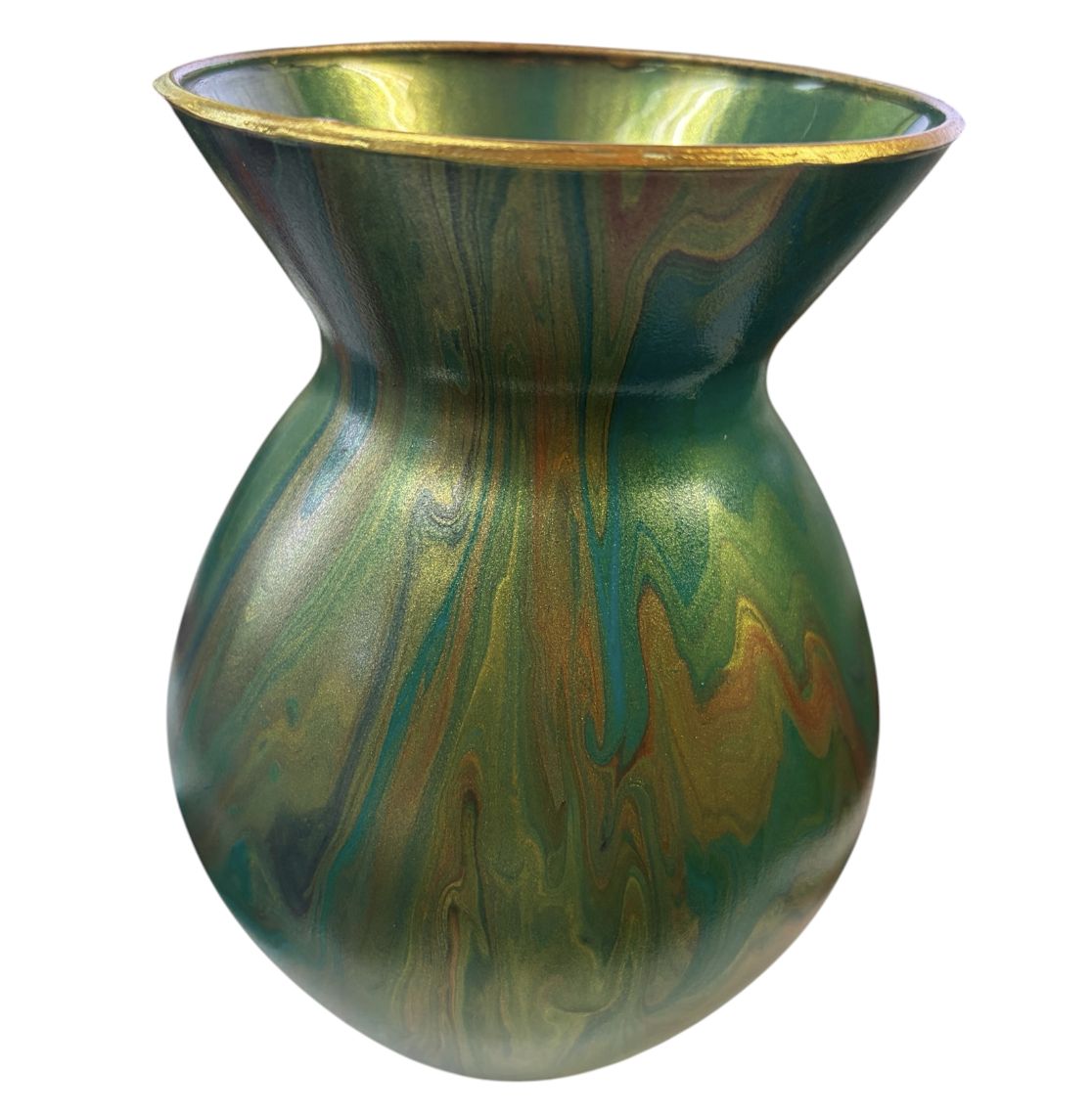 Stevenson 6.5 Inch Gold Jewel Tone Swirl Vase