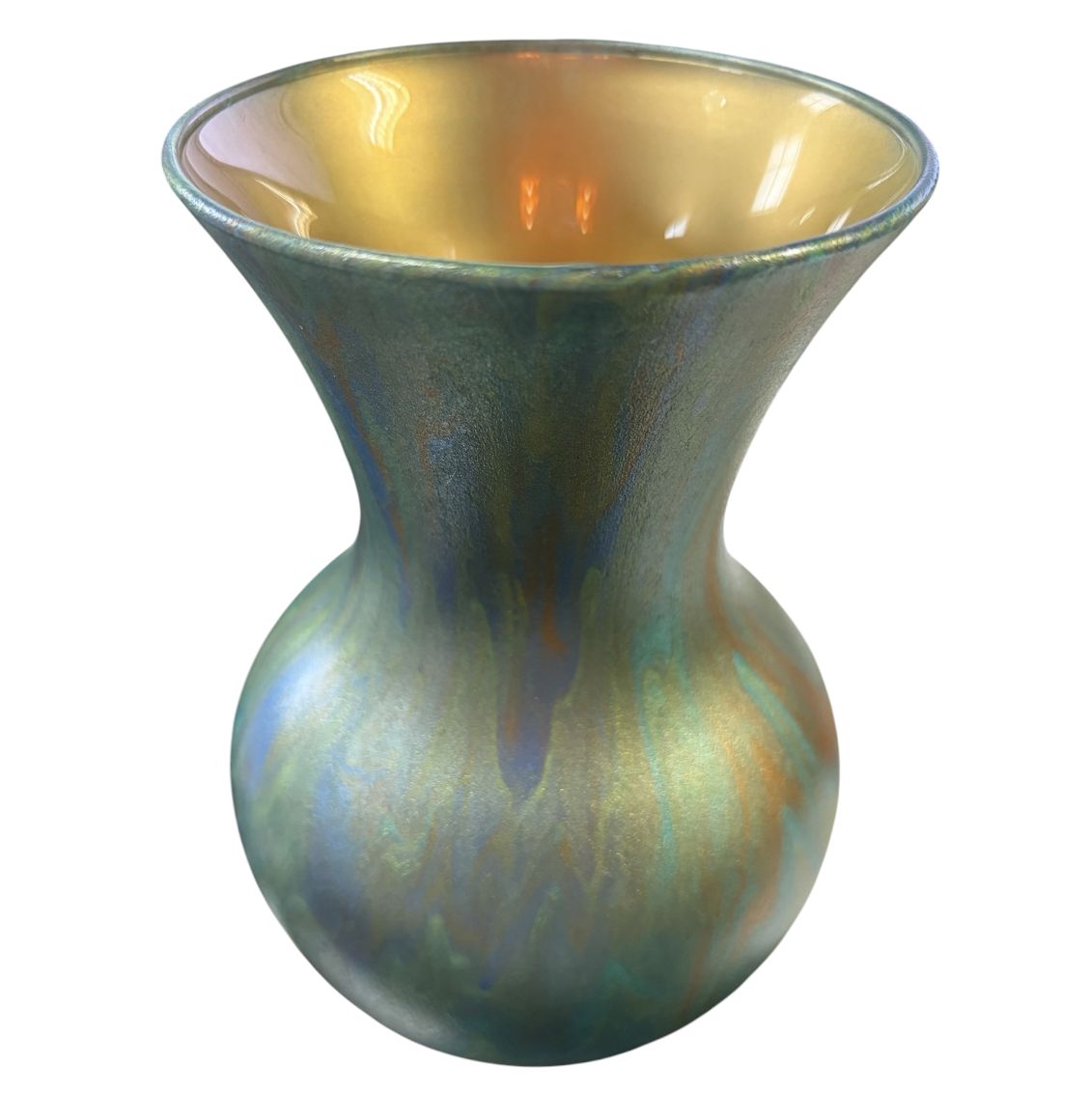 Stevenson 7Inch Gold, Purple, Copper and Blue Vase with Gold Interior