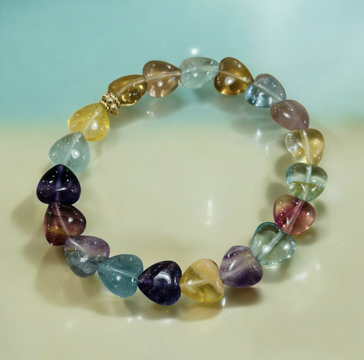 DT Jewels Stretch Bracelet Heart Fluorite
