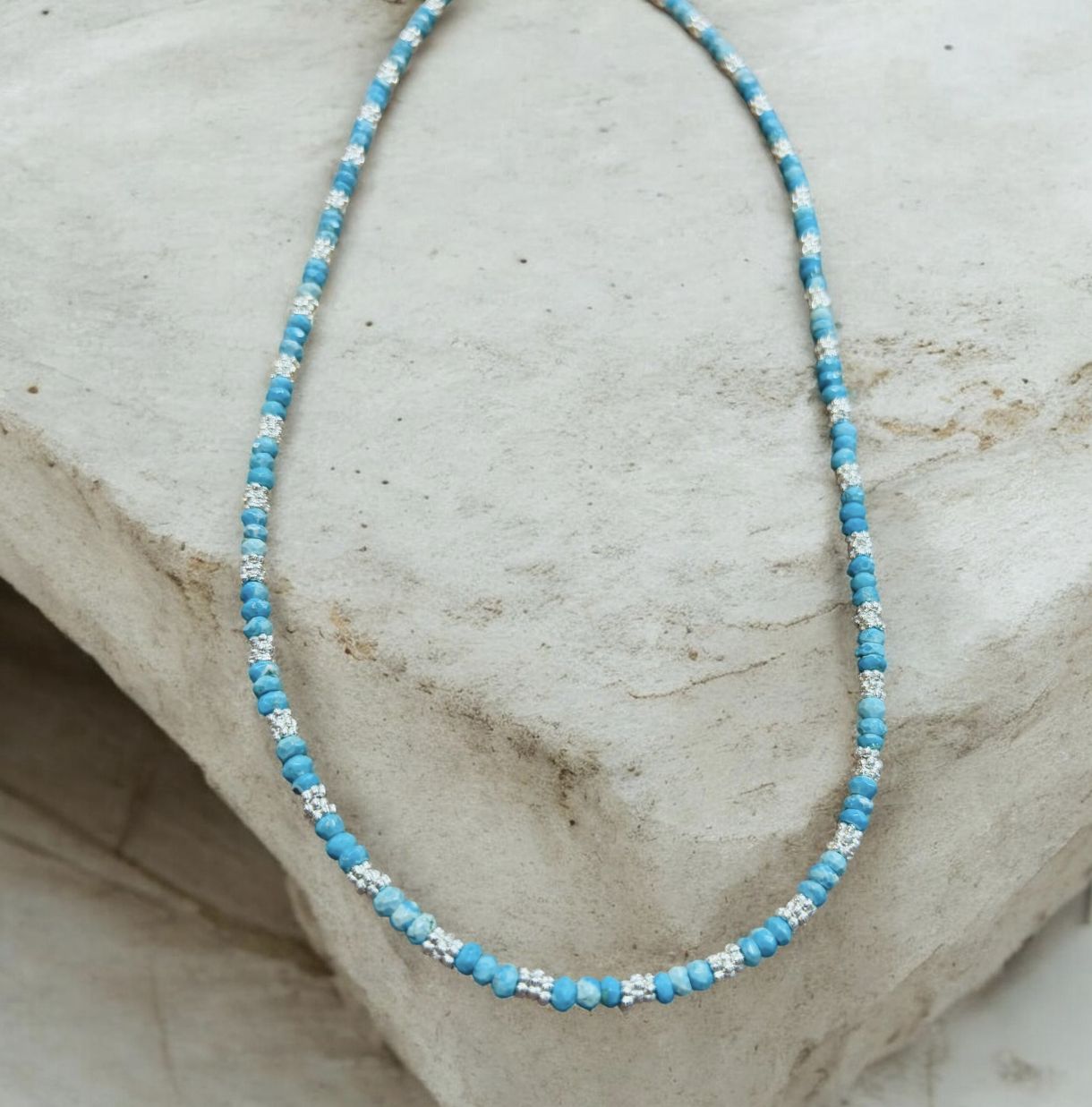Whitney Necklace Blue Dyed Howlite with Sterling Silver Spacers