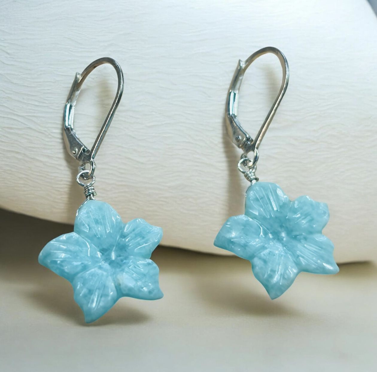 Estancia Earrings Carved Amazonite Flowers