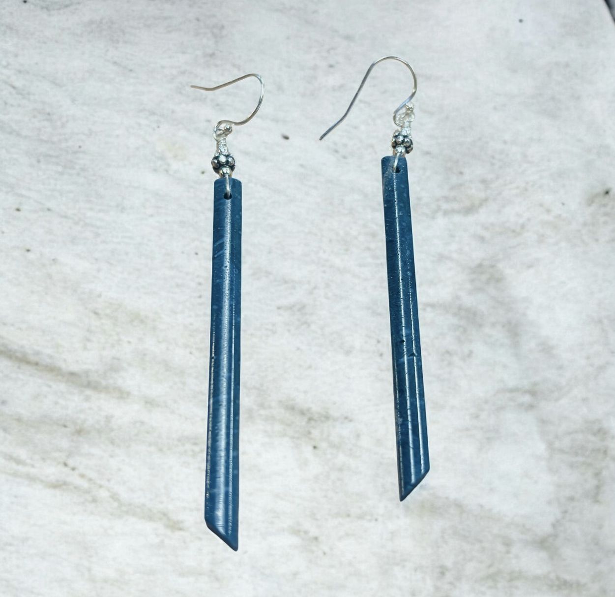 Estancia Earrings Blue Coral Long Thin Rods