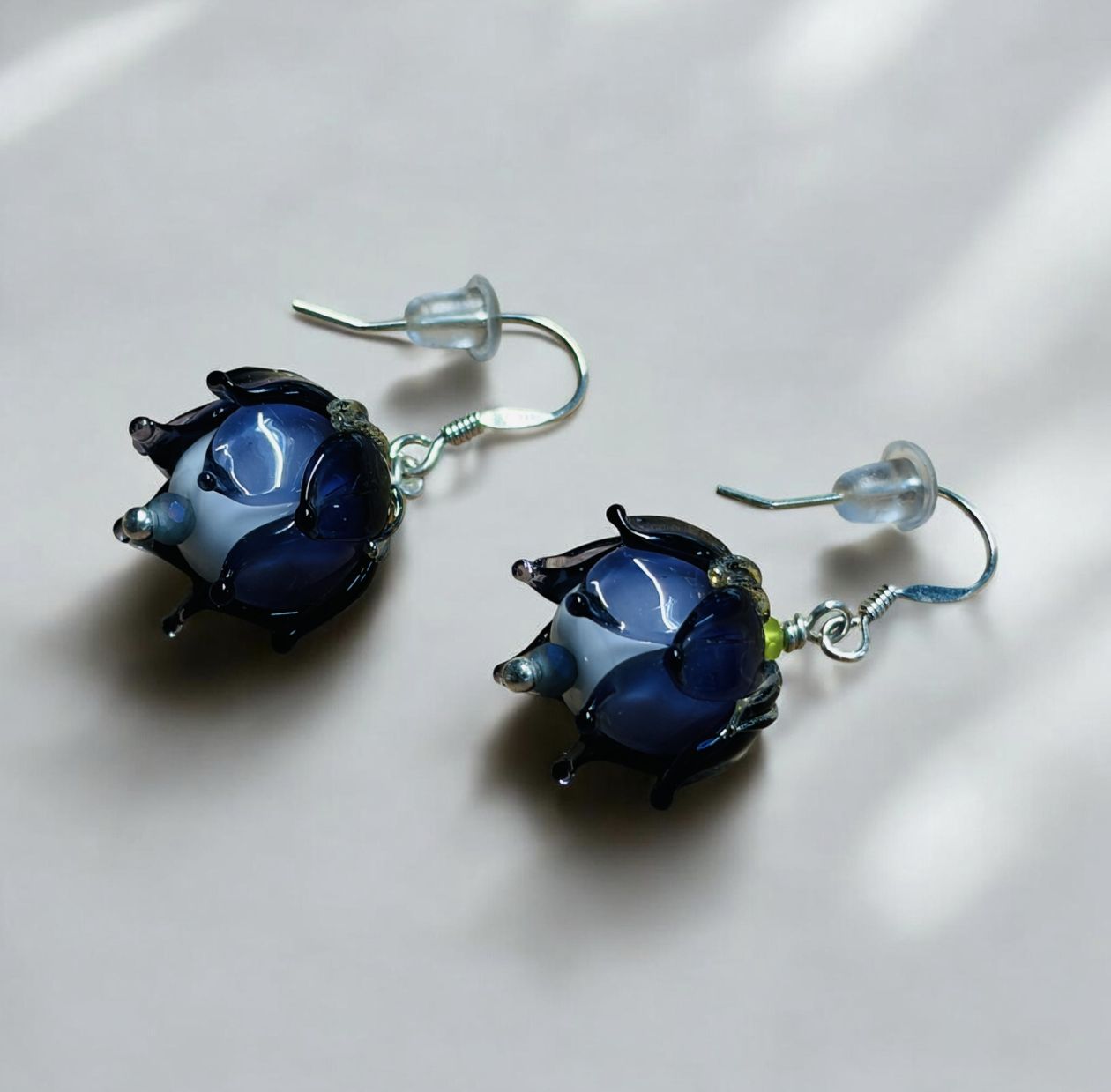 Whitney Earrings Purple Lampwork Flowers with Czech Glass