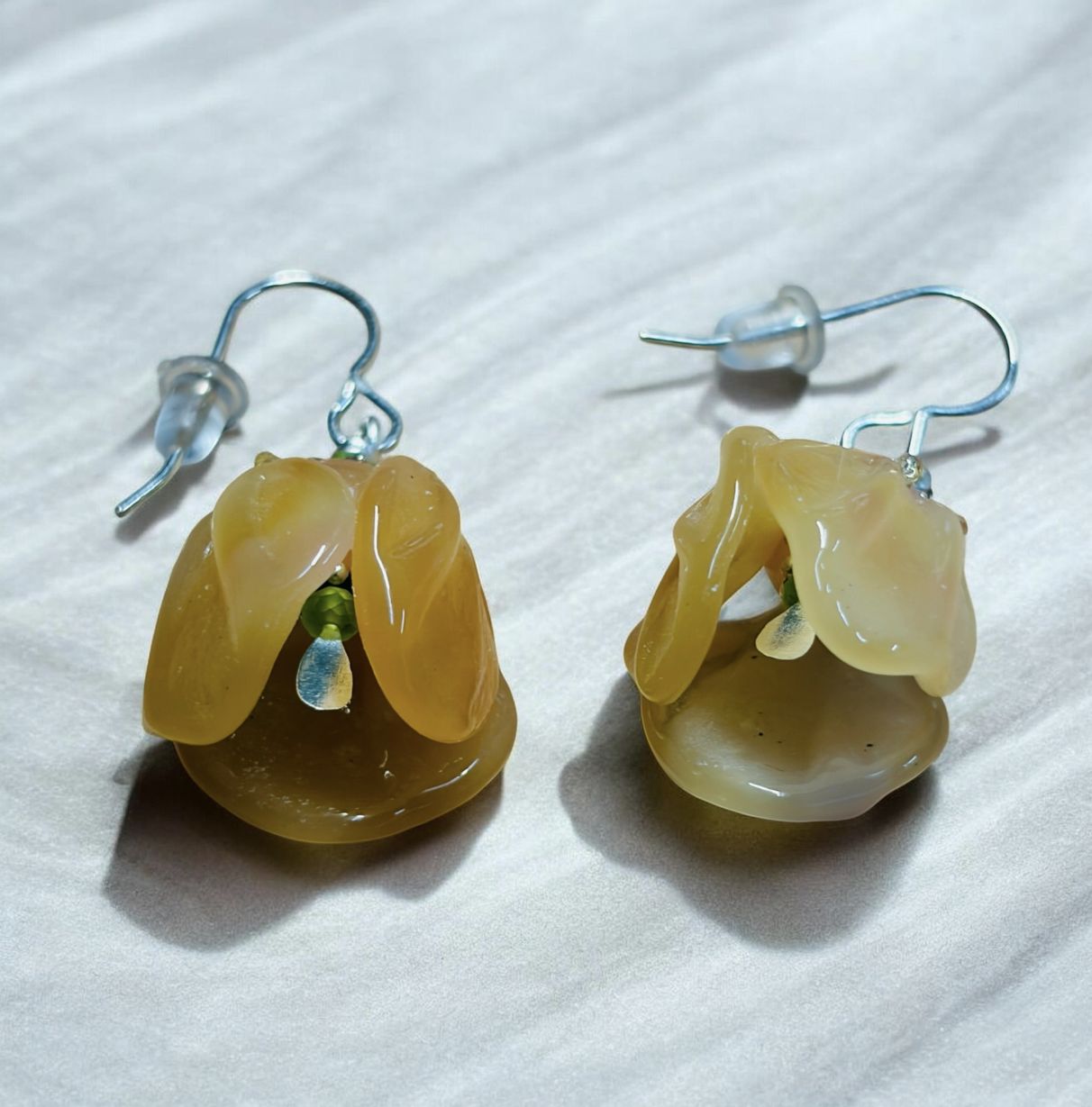 Whitney Earrings Orange Lampwork Flowers with Czech Glass