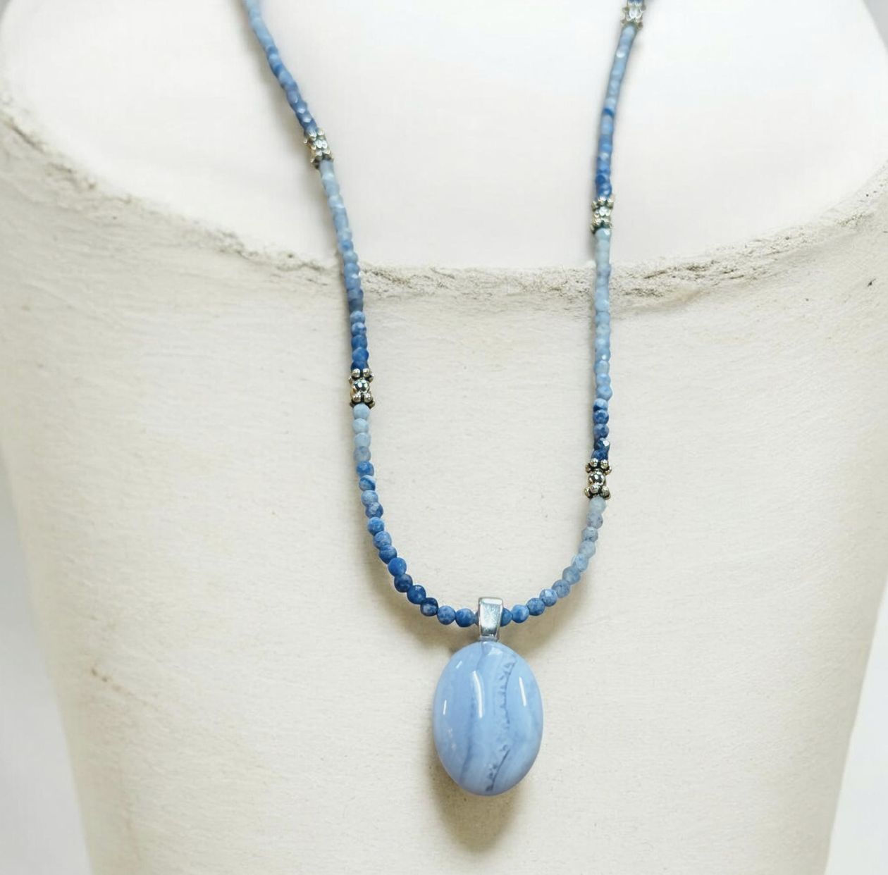 Estancia Necklace Crazy Lace Agate and Sodalite Sterling Silver