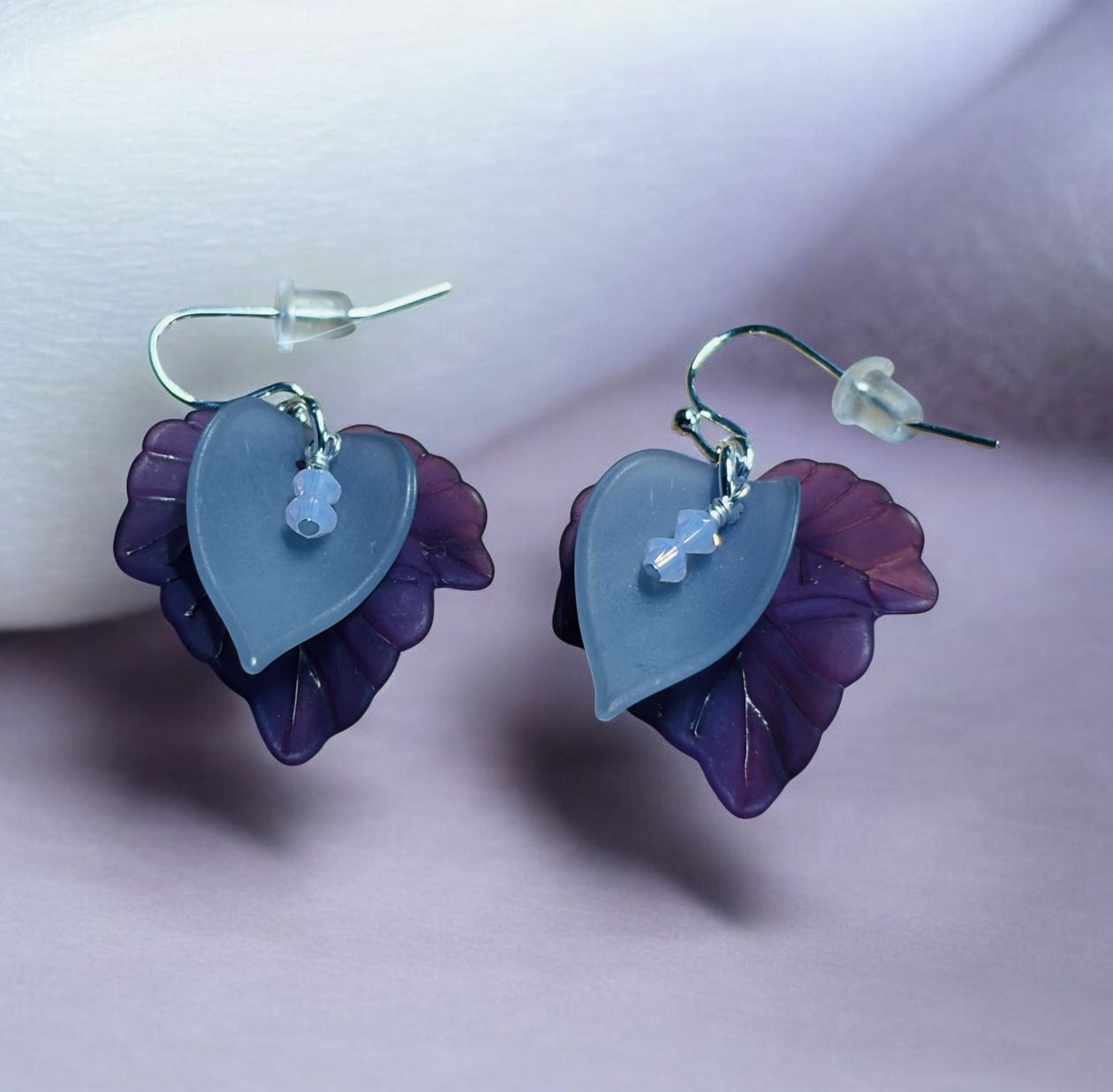 Whitney Earrings Purple Acrylic Leaf and Petal