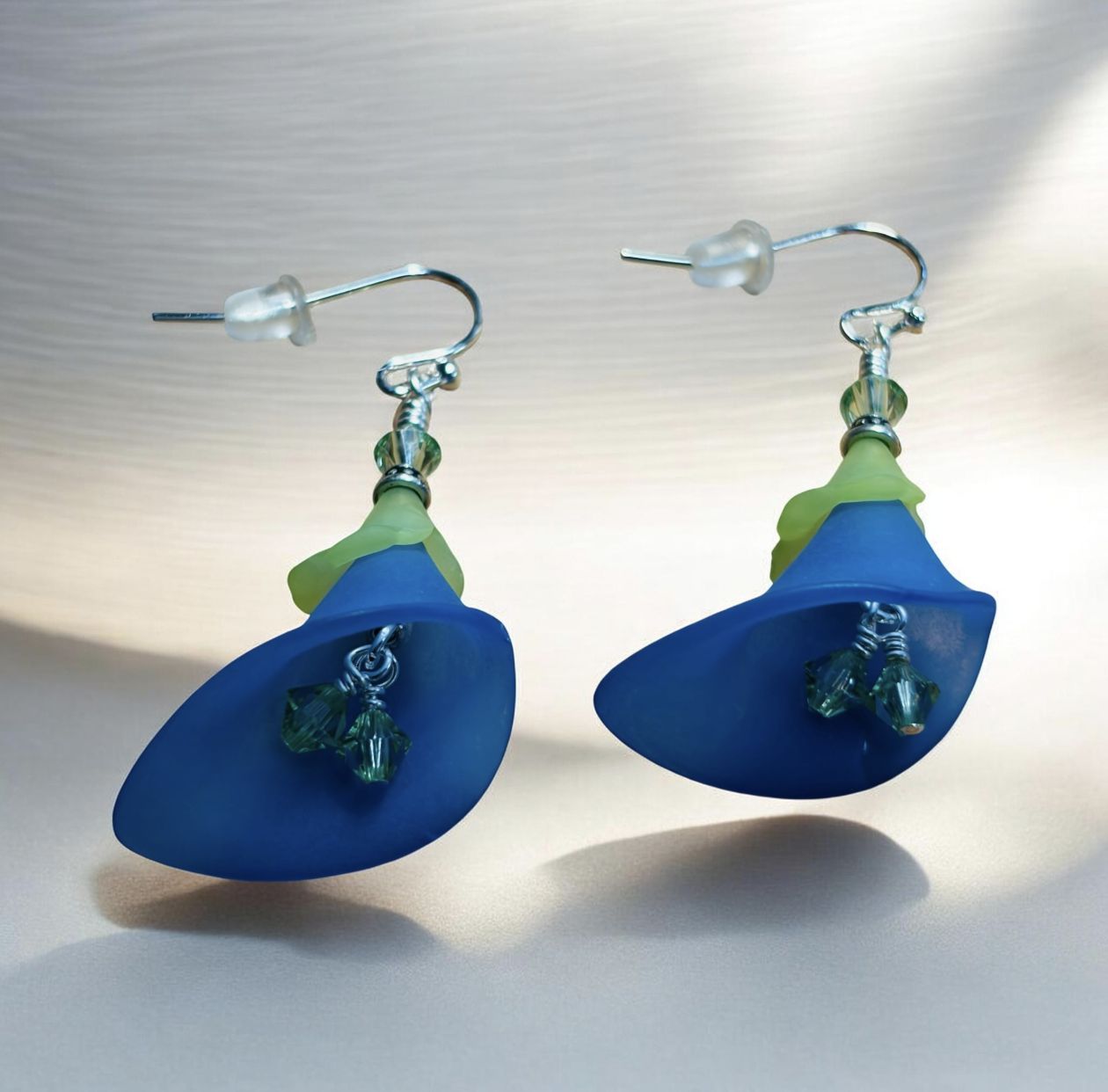 Whitney Earring Blue and Green "Calla Lilly" Acrylic