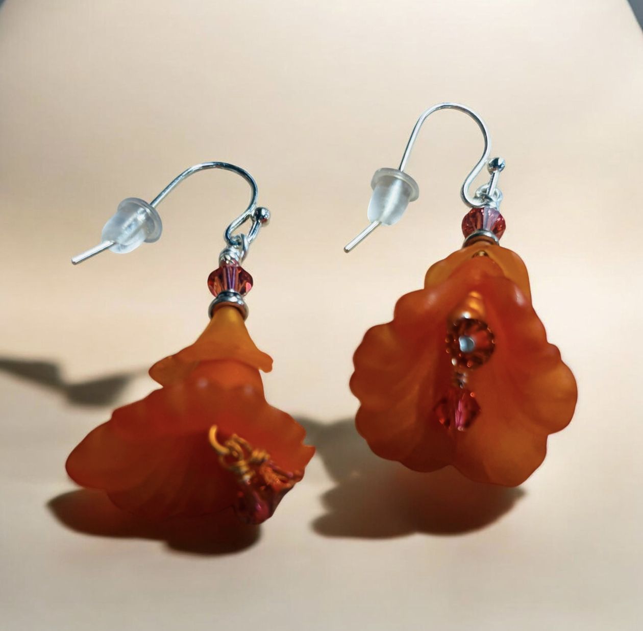 Whitney Earring Orange "Calla Lilly" Acrylic