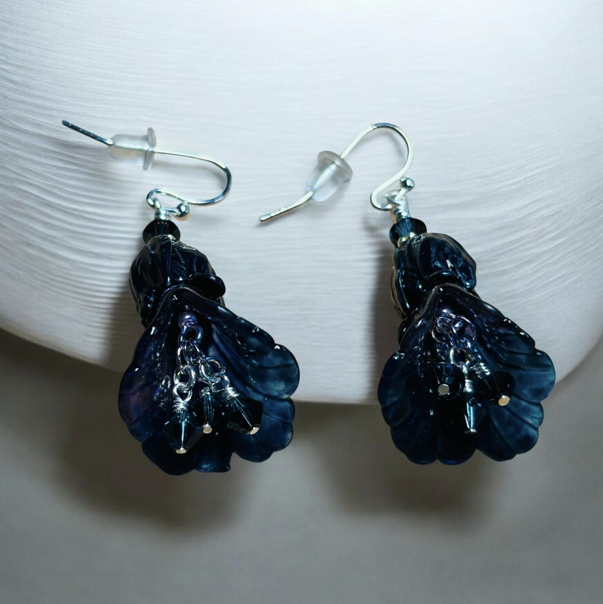 Whitney Earring Purple/Blue Acrylic "Calla Lilly" with Copper