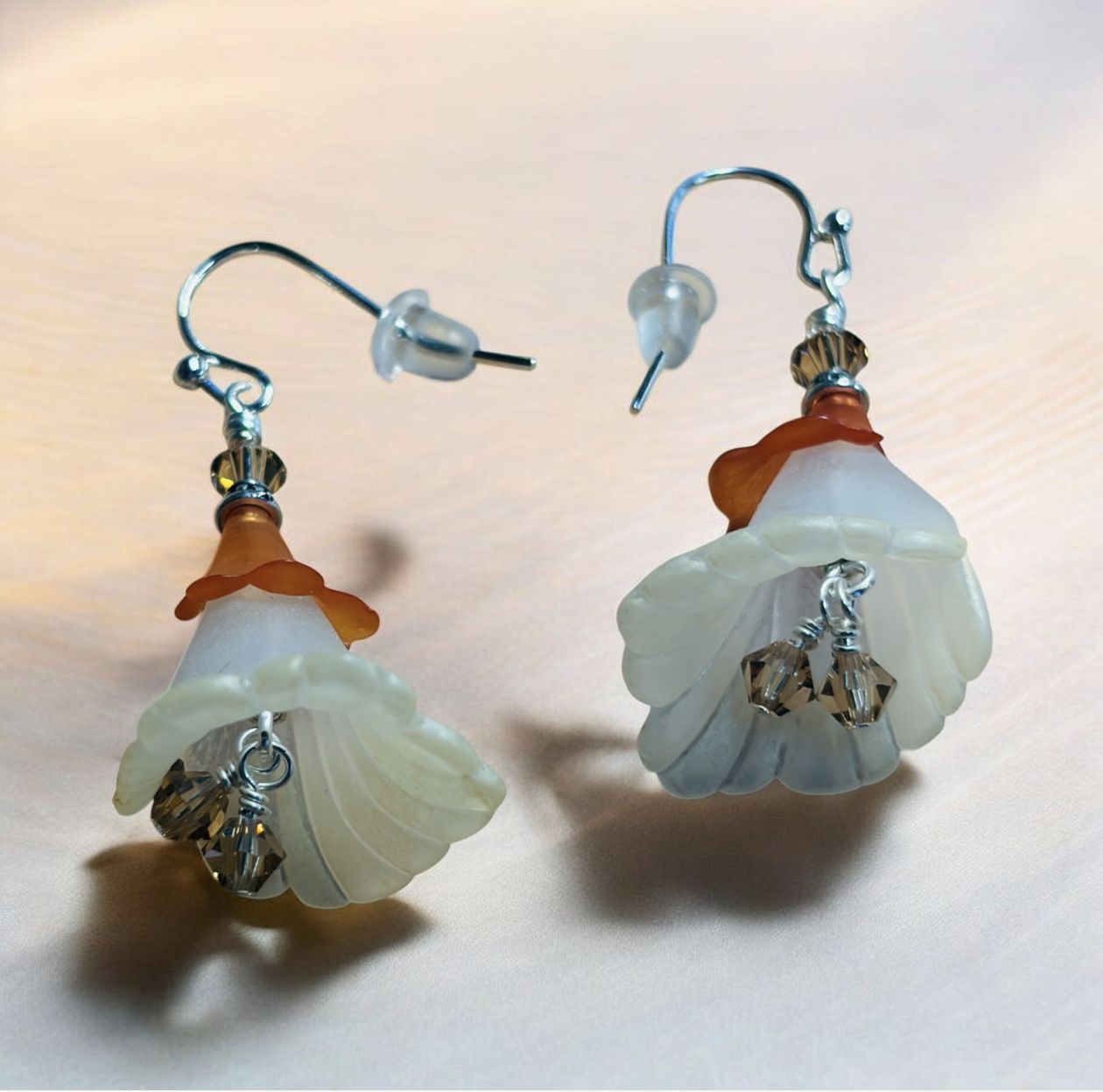 Whitney Earring White and Orange "Calla Lilly" Acrylic