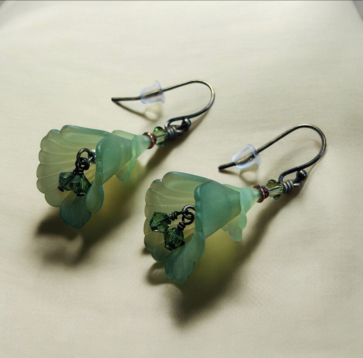 Whitney Earring Fringed Green Acrylic "Calla Lilly"