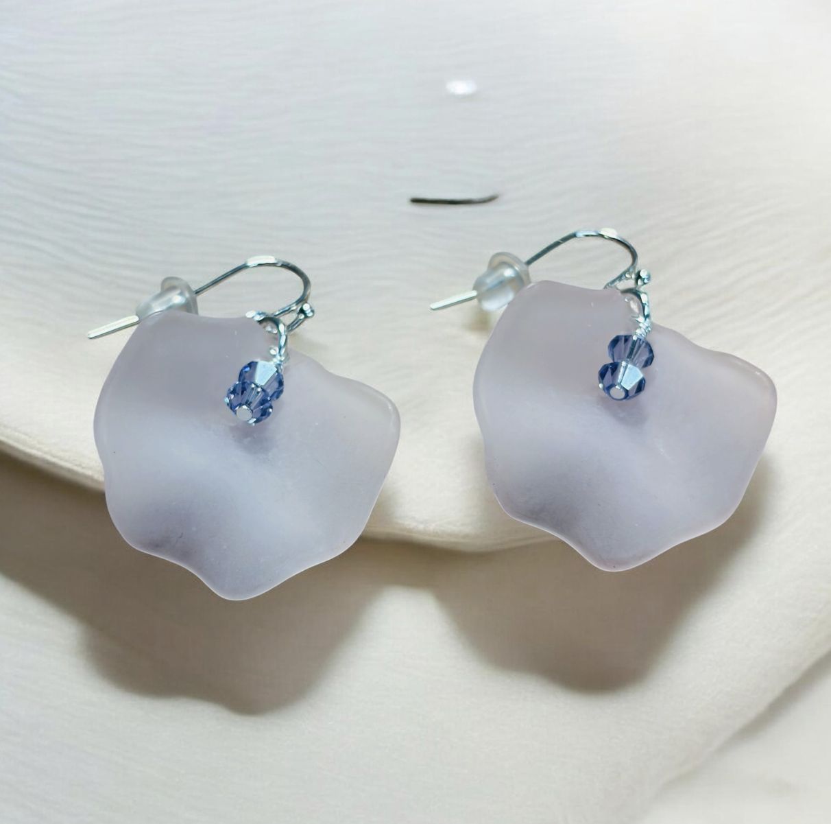 Whitney Earring Large Pink Petal with Purple Swarovski Crystals