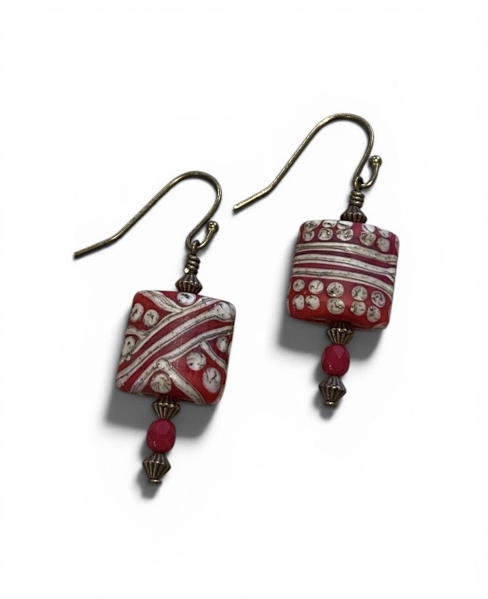 Nadeau Earring Red Lampwork Glass