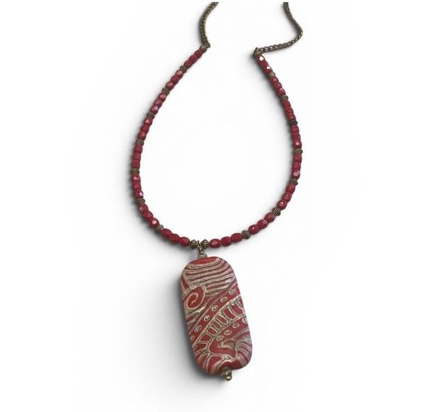 Nadeau Necklace Artisan Made Lampwork Pendent with Czech Glass
