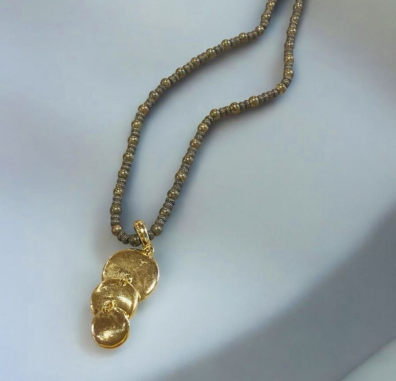 Nadeau Necklace Pyrite with Gold Plated Pendent