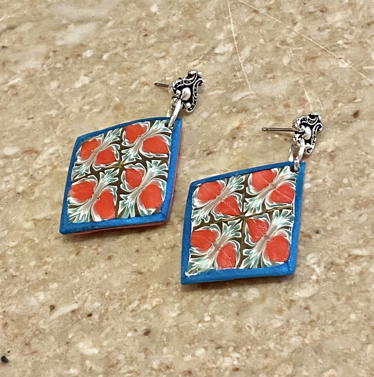 Most Earring Blue Kaleidoscope Diamonds on Silver Studs