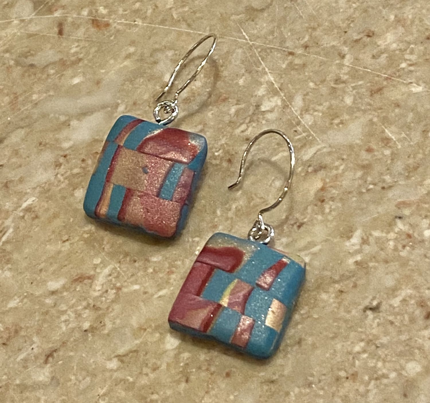 Most Earring Blue &amp; Pink Squares