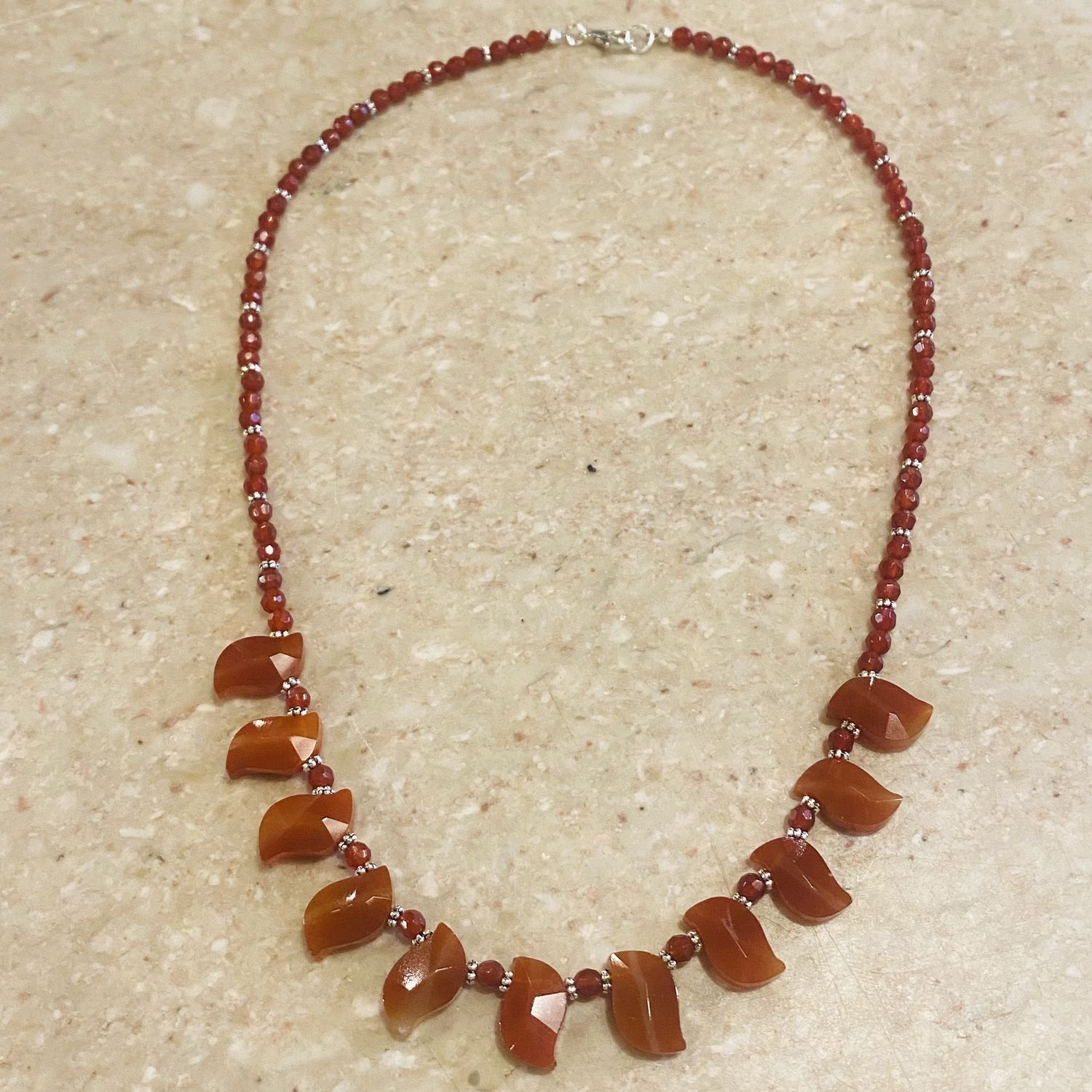 Whitney Necklace Carved Carnelian Leaves