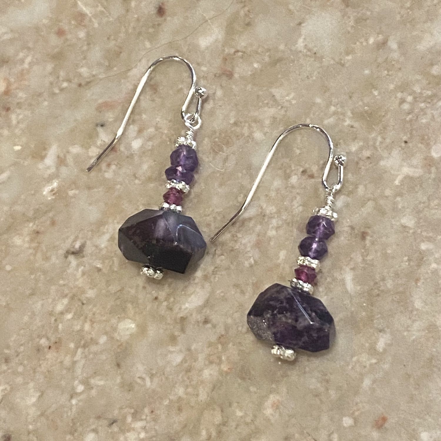 Whitney Earring Amethyst &amp; Quartz Drops