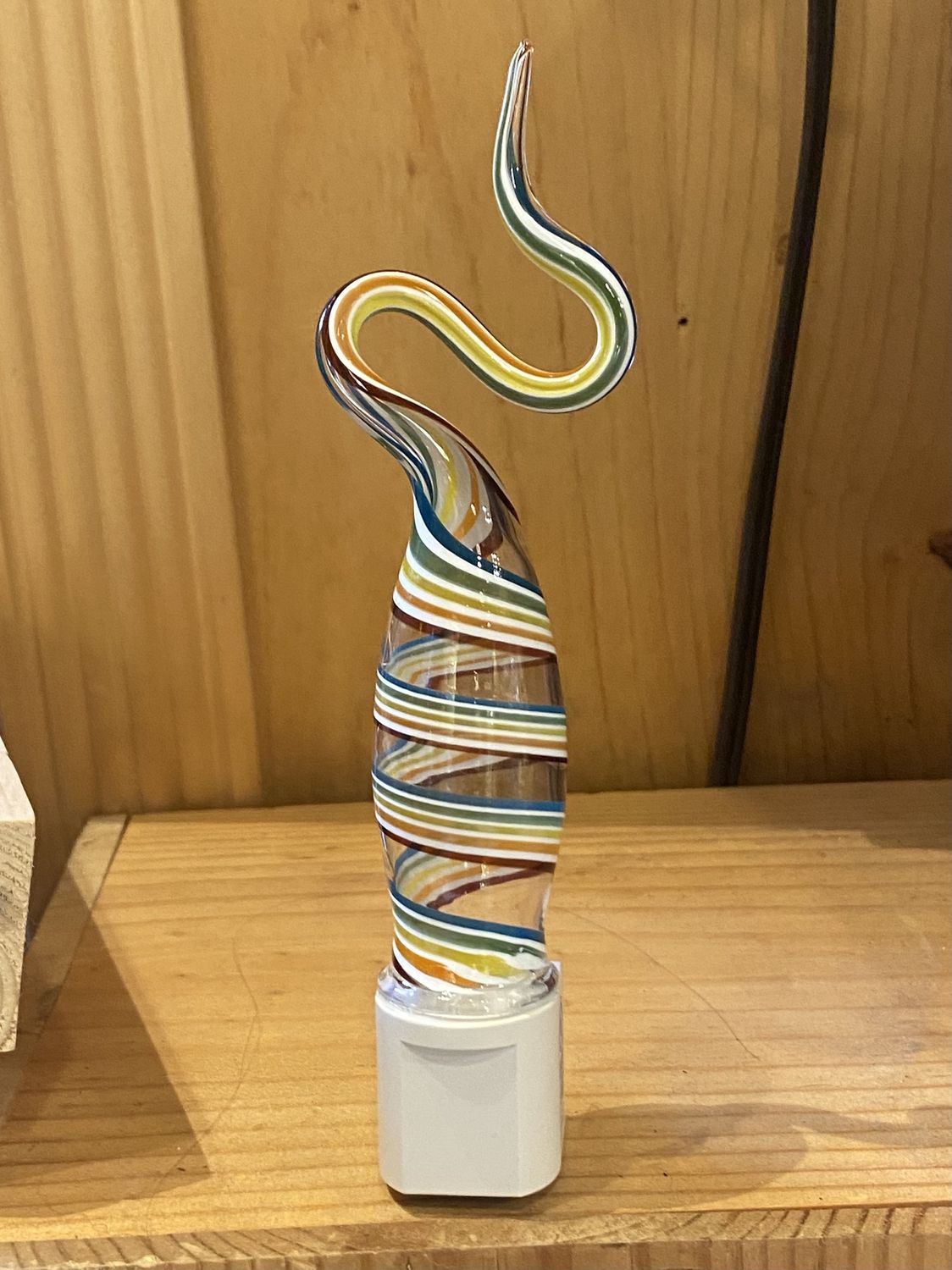 Probstein Glass Nightlight Clear Rainbow Twist Top