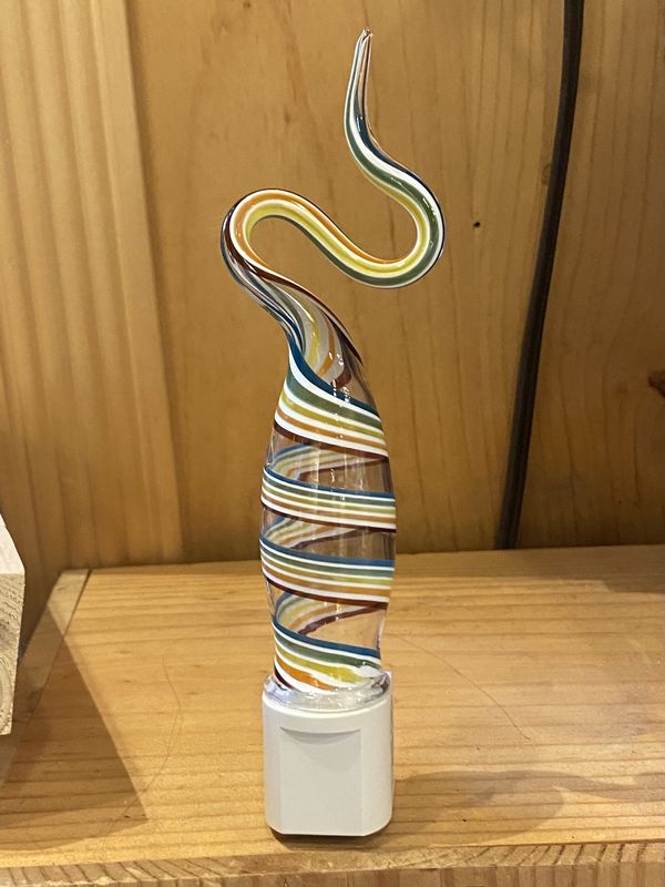 Probstein Glass Nightlight Clear Rainbow Twist Top