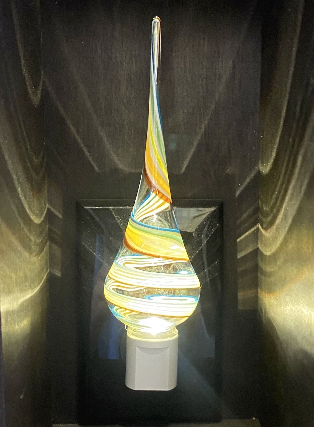 Probstein Glass Nightlight Clear Round Bottom Rainbow