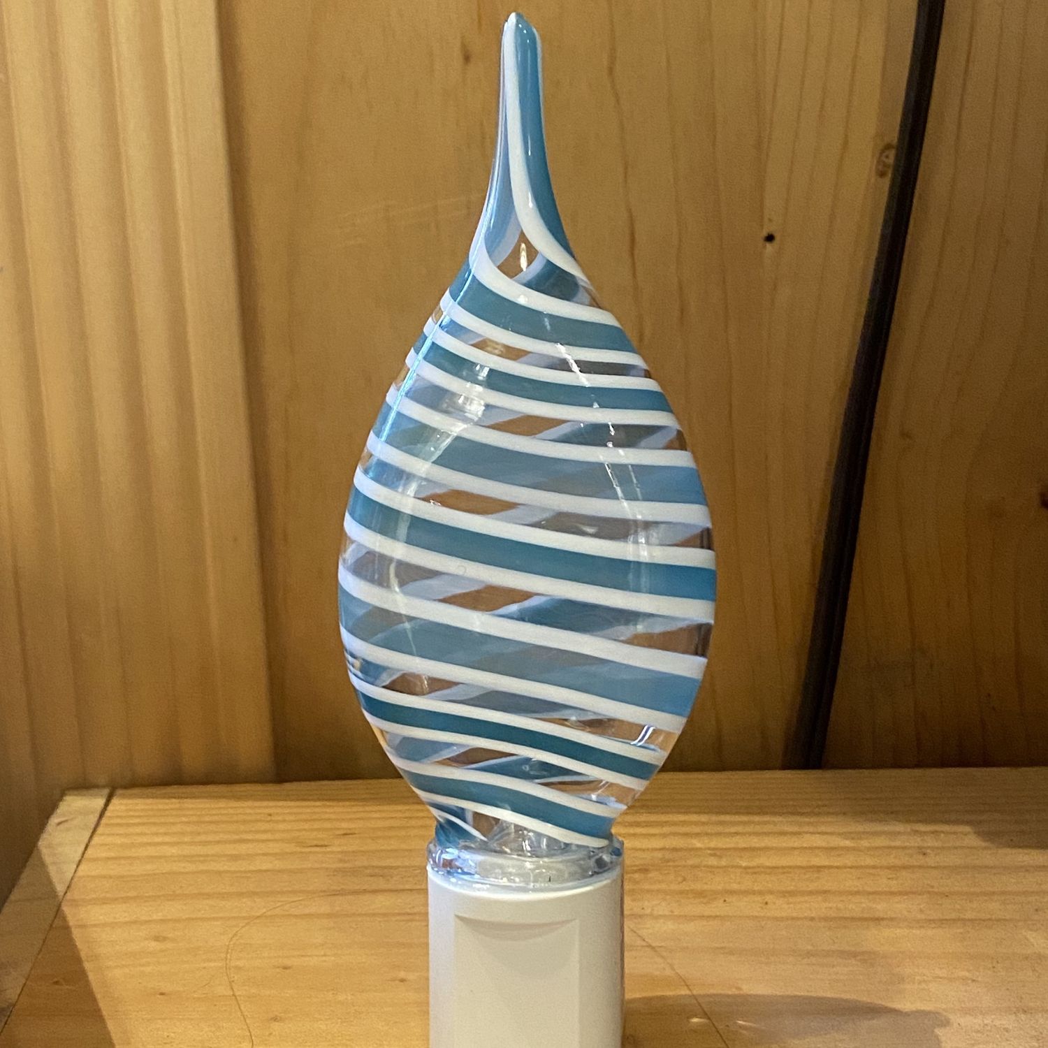 Probstein Glass Nightlight Teal/White/Clear Flat