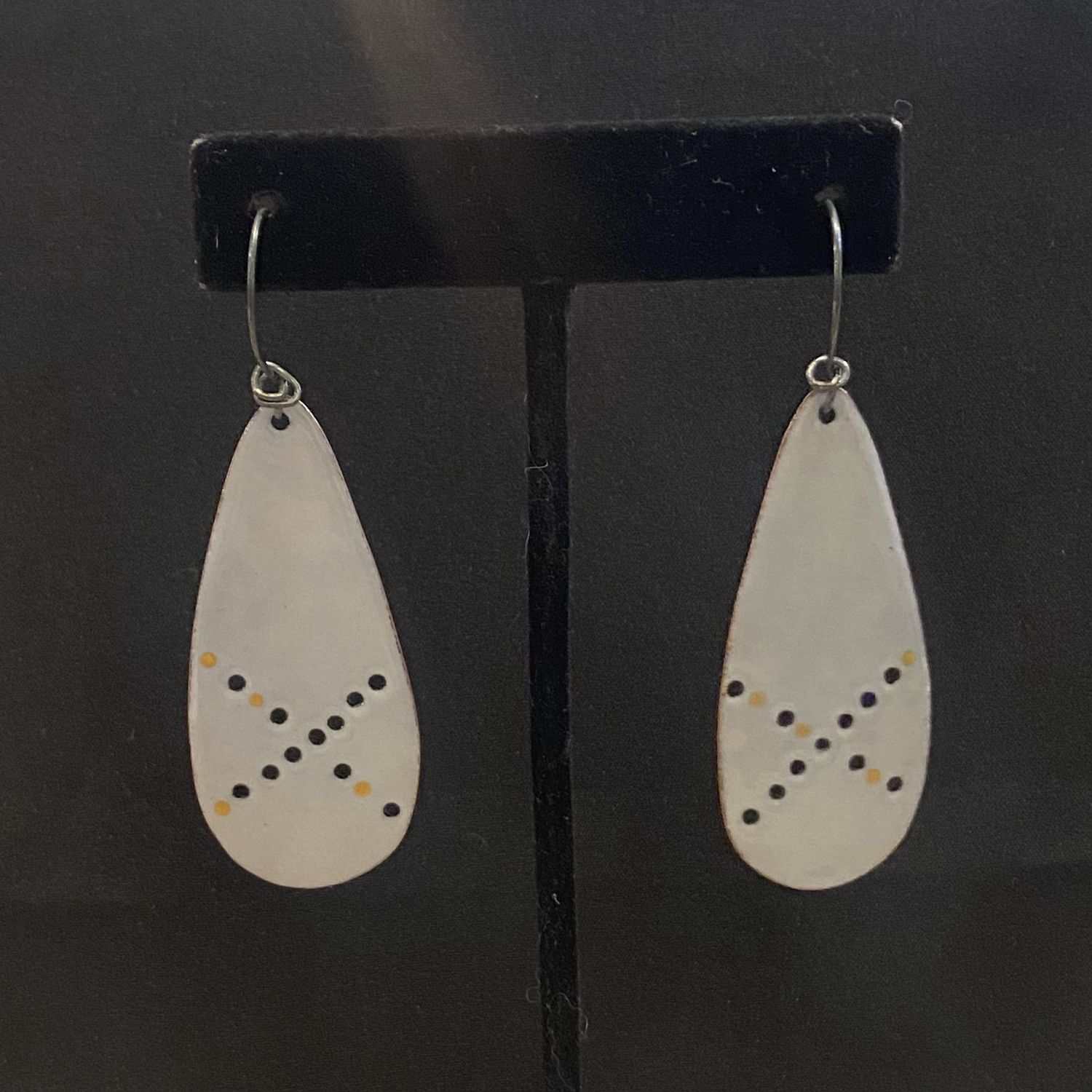 DiCesare Earring Large Enamel Drops w/ Holes &amp; Gold Dots