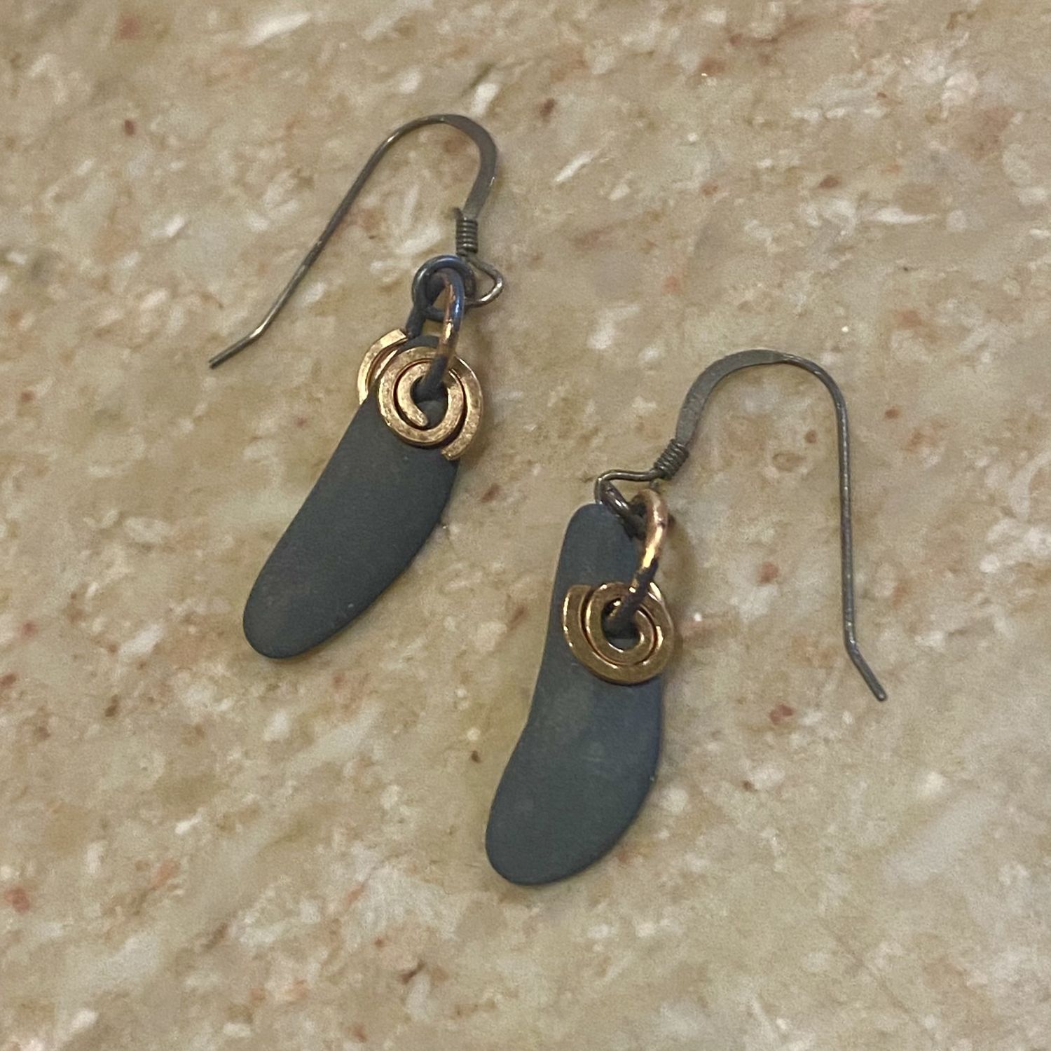 Blue Quarry Earrings Small Simple Bronze Spiral