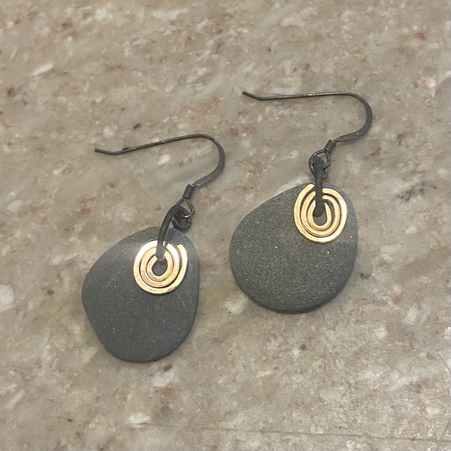 Blue Quarry Earrings Simple Bronze Spiral