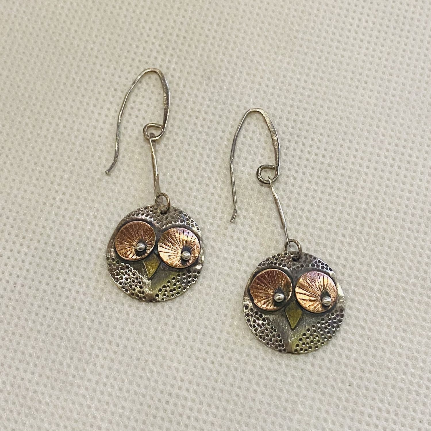 Gonzales Earring Owl w/ Copper Eyes