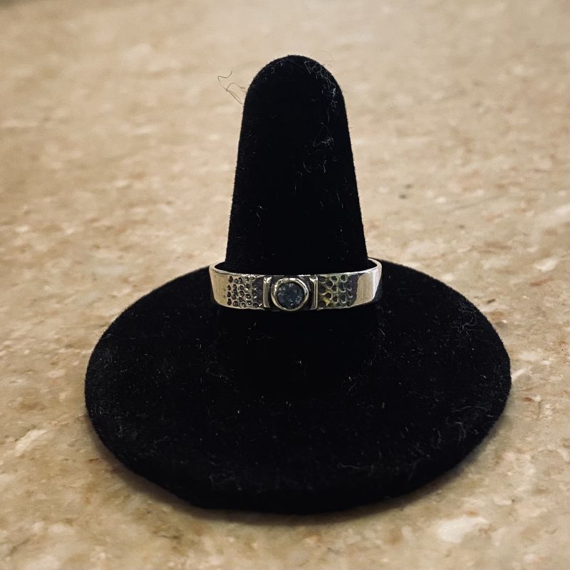 Gonzales Ring Blue Topaz Between Silver Bars