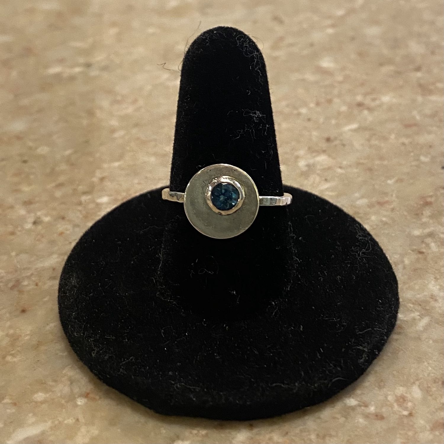 Gonzales Ring Sterling Silver Circle w/ Bezel Set Blue Topaz