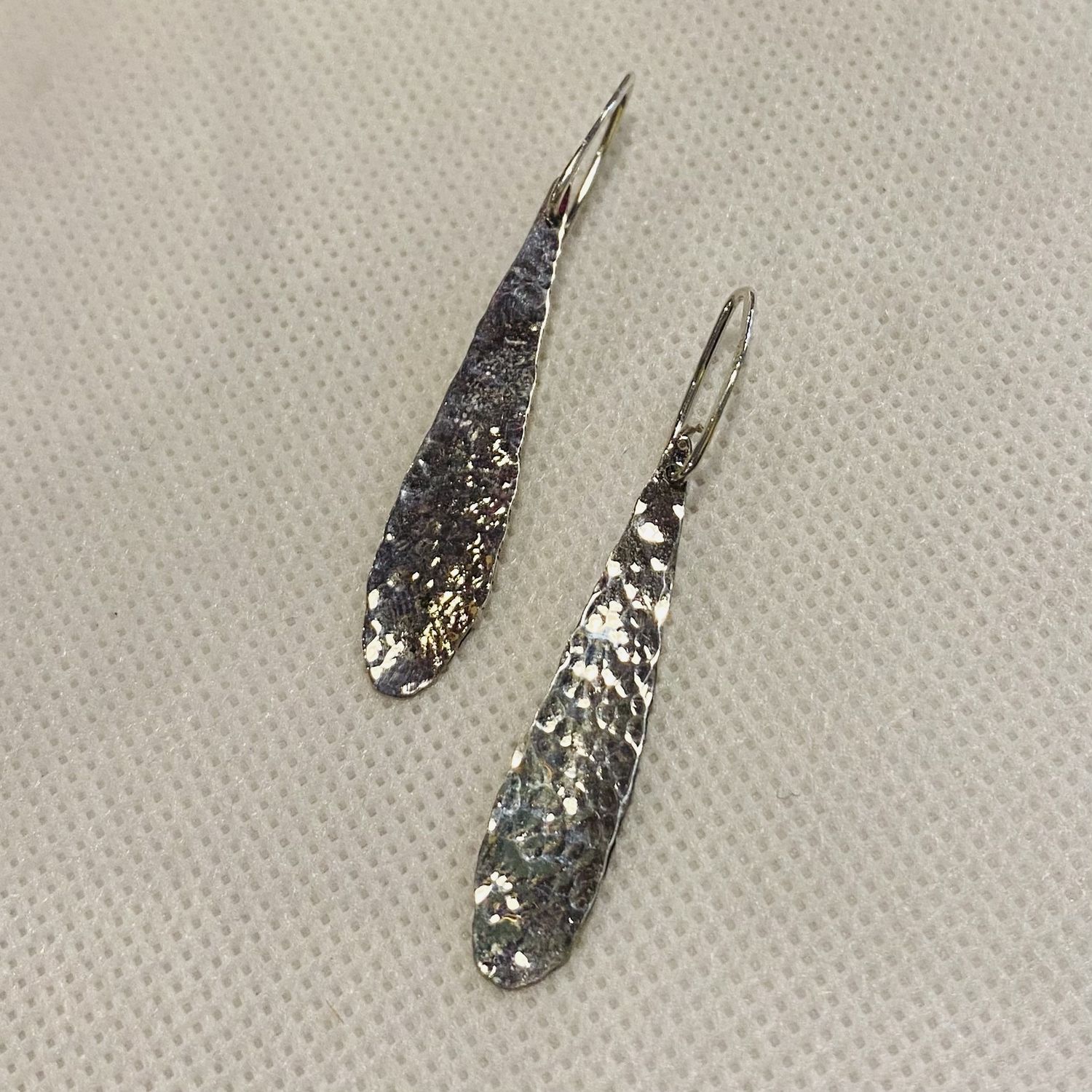 Gonzales Earring Sterling Silver Hammered Elongated Drops