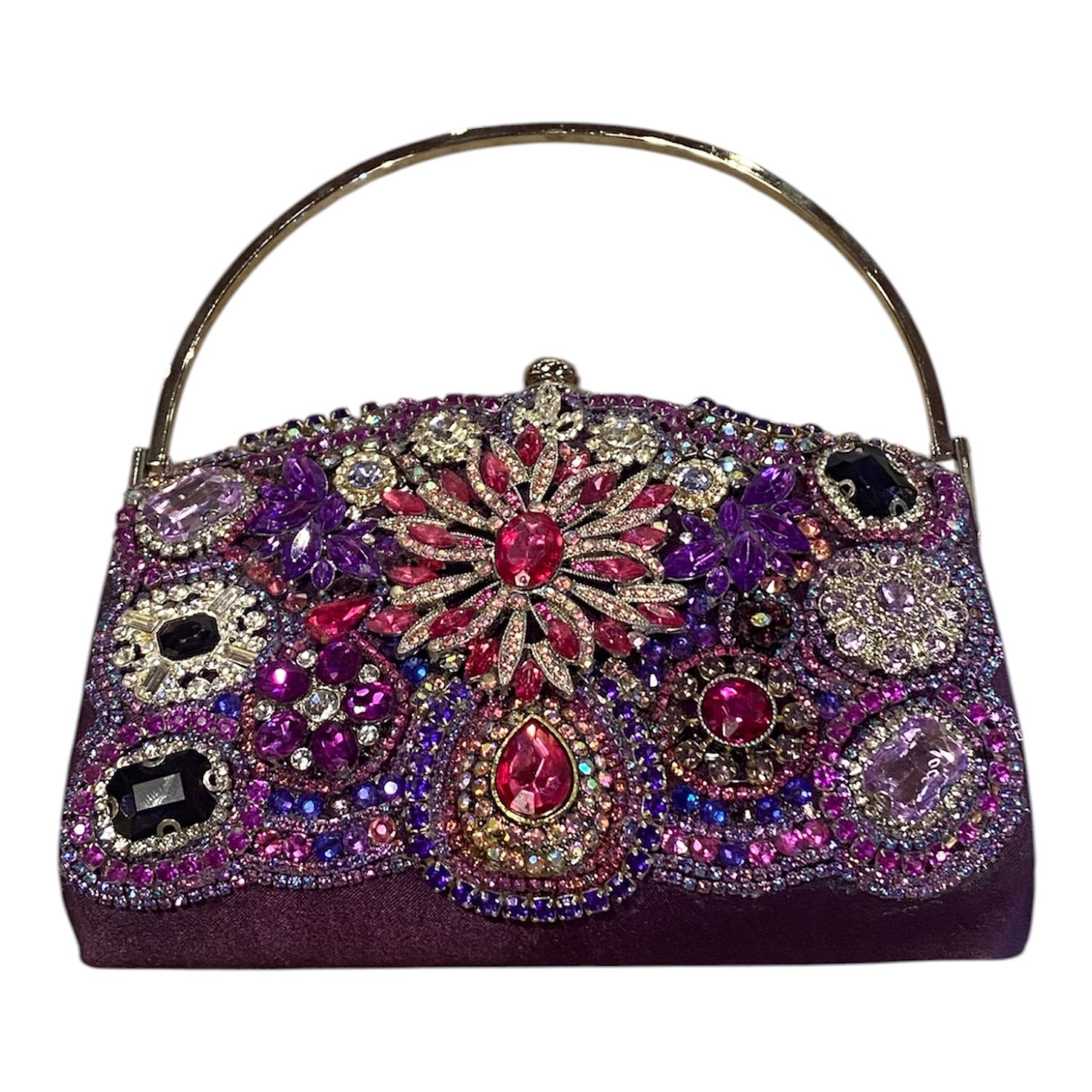 The Bling Lady Pink &amp; Purple Crystal Flower Purse
