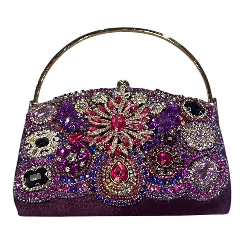 The Bling Lady Pink &amp; Purple Crystal Flower Purse