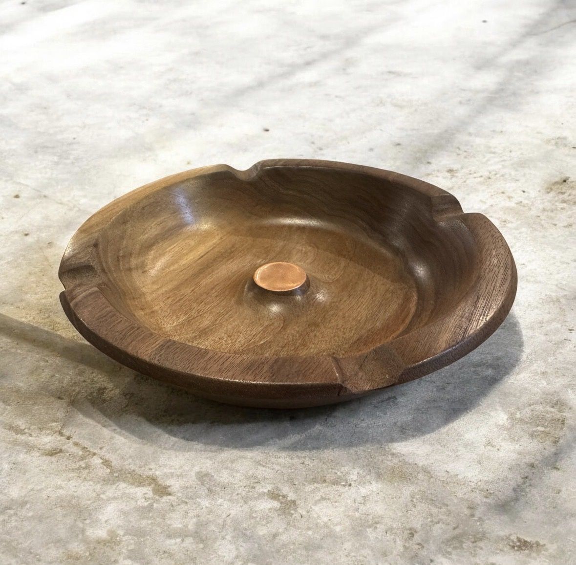 On The Edge Circular Black Walnut Cigar Ashtray