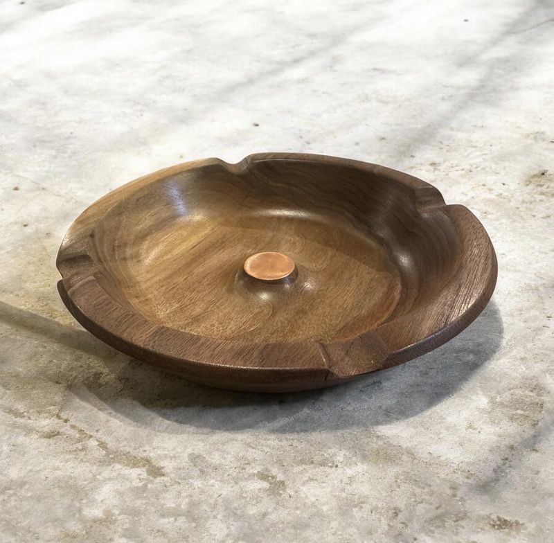 On The Edge Circular Black Walnut Cigar Ashtray
