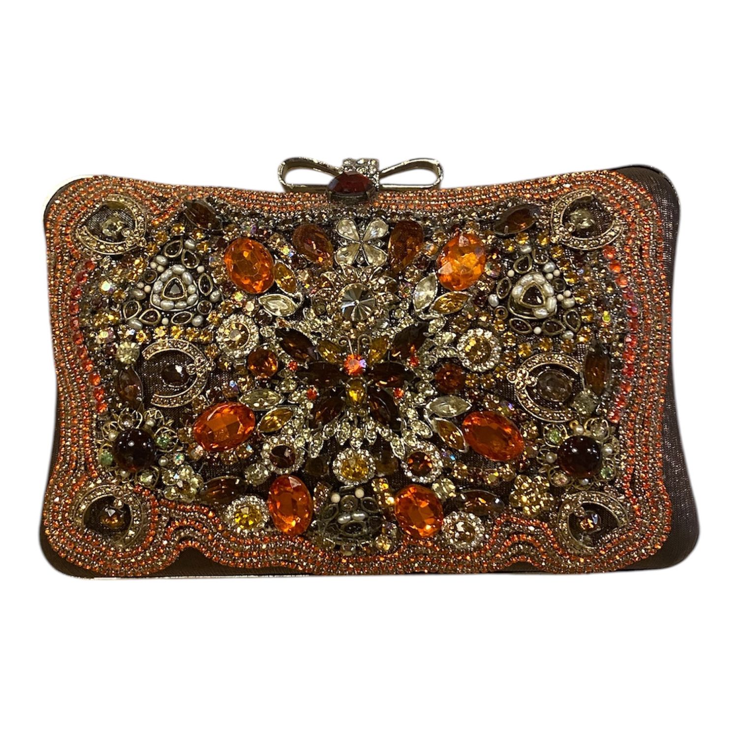The Bling Lady Orange &amp; Brown Crystal Butterfly Purse