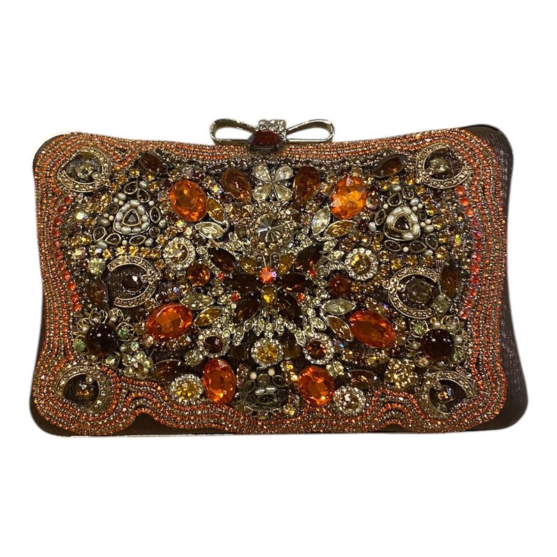 The Bling Lady Orange &amp; Brown Crystal Butterfly Purse