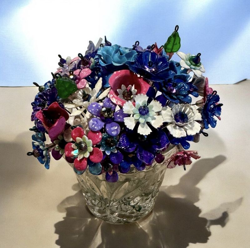 The Bling Lady Forever Flowers Blue, Pink &amp; White in Clear Vase