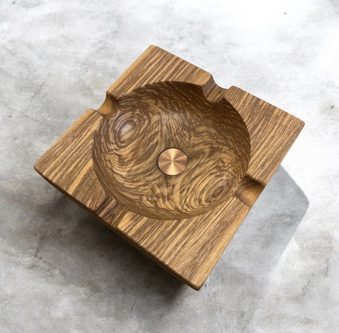 On The Edge Square Black Ash Wood Cigar Ashtray
