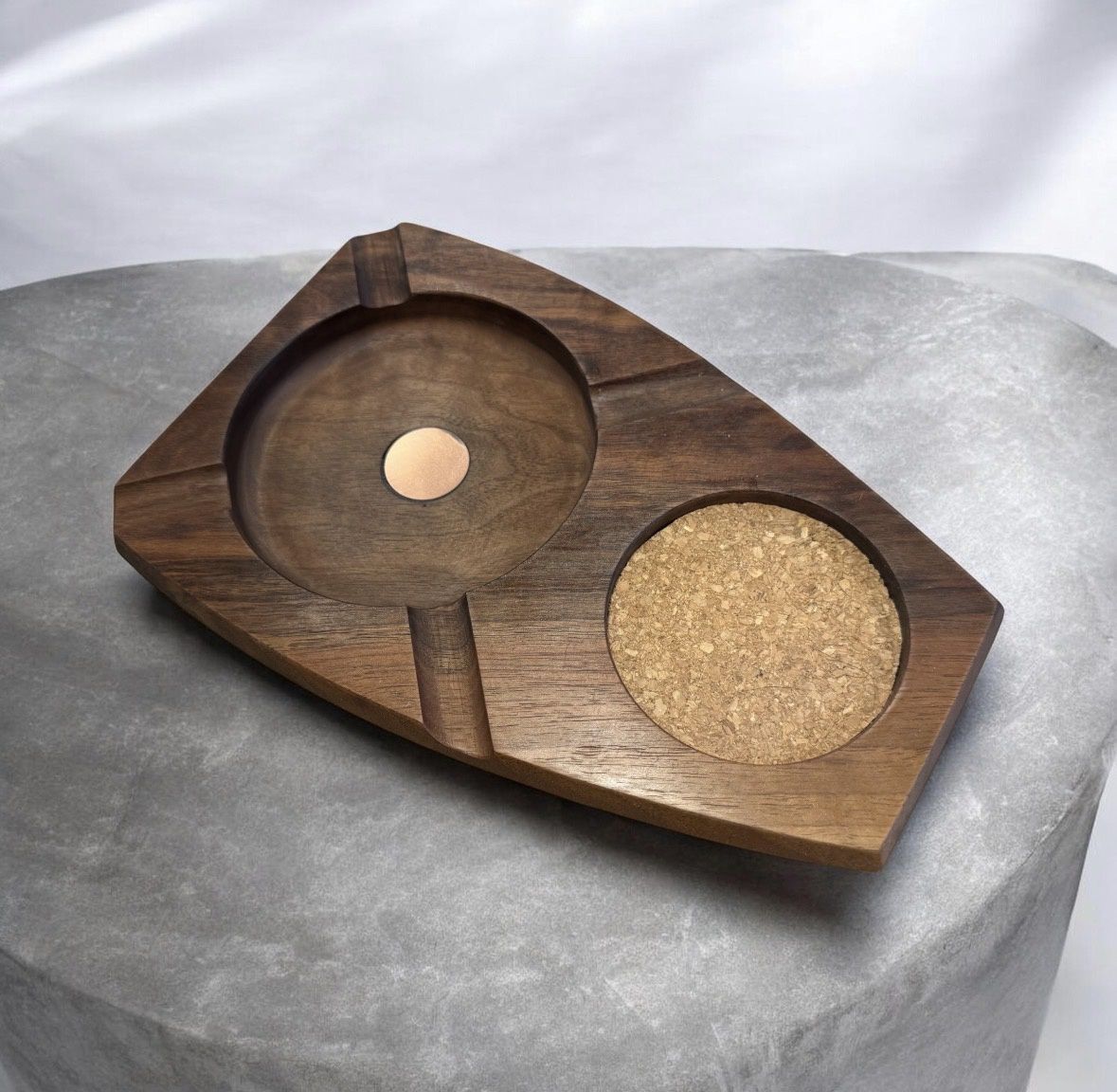 On The Edge Black Walnut Cigar Ashtray w/ Coaster