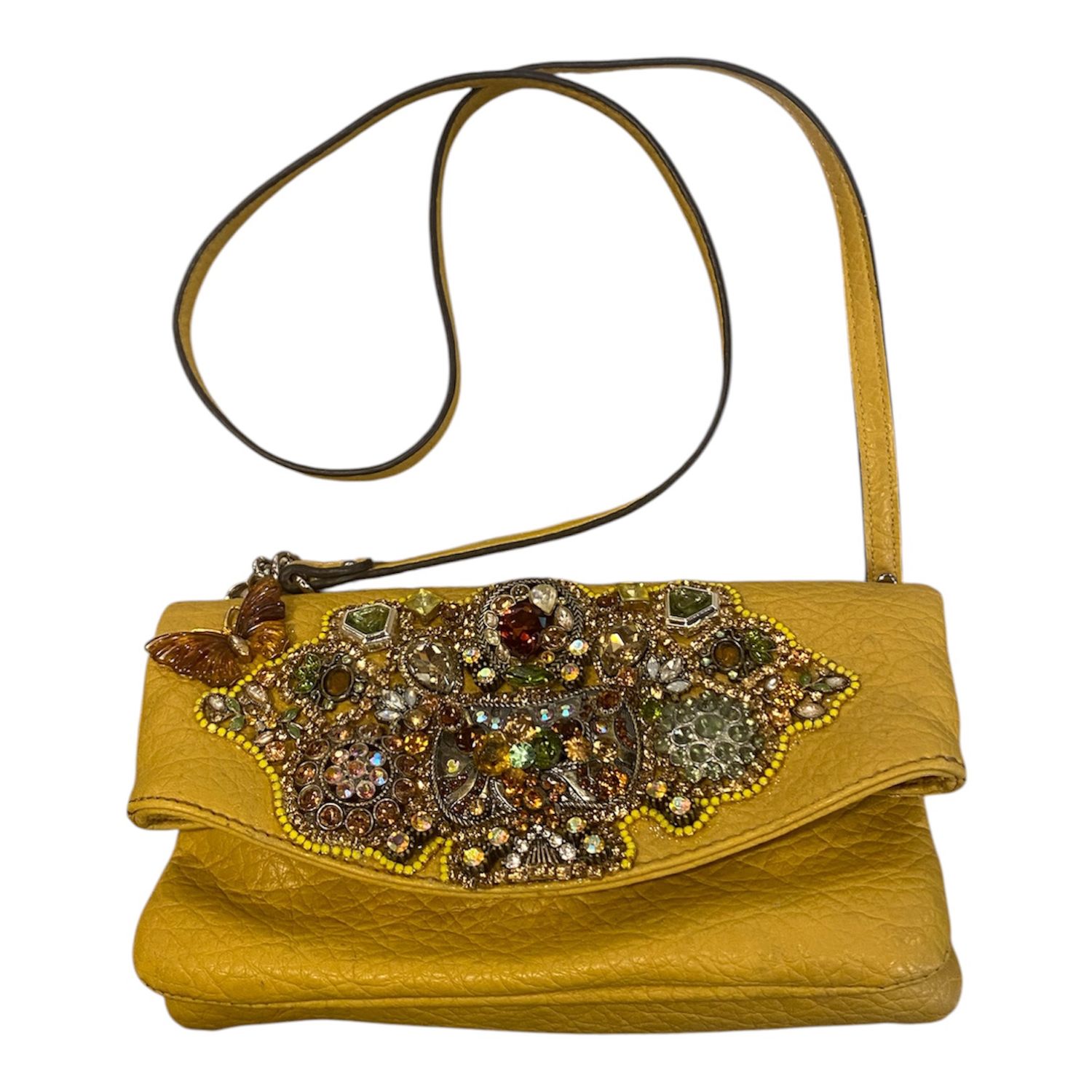 The Bling Lady Yellow Leather Rhinestone Purse