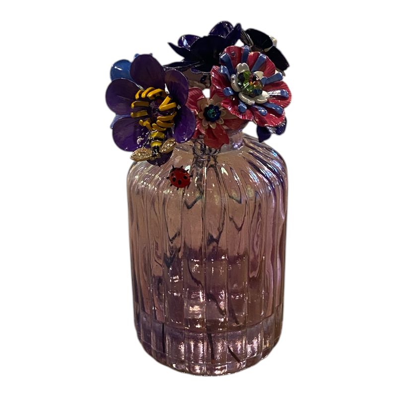 The Bling Lady Forever Flowers Purple, Blue &amp; Pink Clear Purple Vase
